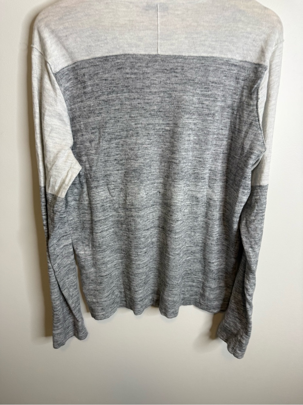 Vince Two-Tone Gray and Cream Long Sleeve Henley - Picture 9 of 10